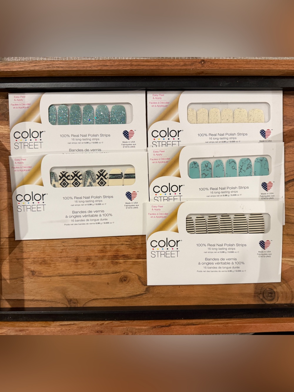 Color Street Nail Strip Set teal black and white